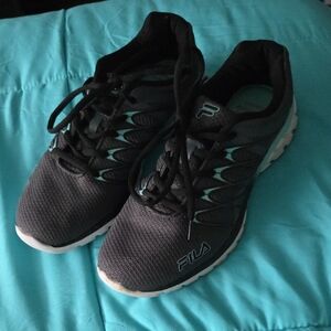 Fila Black and Teal Running Sneakers